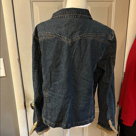 French Cuff Cream and Blue Jean Jacket with Cozy Edge - Picture 5 of 9